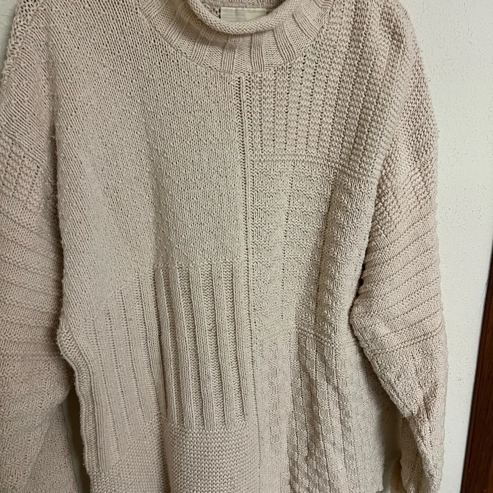 Arizona Jean Company Cream Patchwork Knit Turtleneck Sweater - Picture 2 of 6